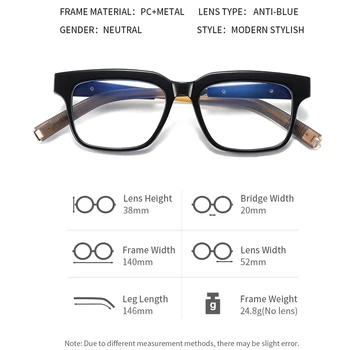 2021 Kvadratnih Računalnik Anti-Modra Očala, Blue Ray Blokiranje Očala za Moške in Ženske, Recept, Stekleni Okvirji za Kratkovidnost
