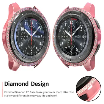 Ohišje za Samsung Galaxy Watch 46mm/42mm/Aktivna 2 1/S3, PC Diamond Zaščitnik Kritje Bling Odbijača za Gledanje 3 41mm 45mm Svetlobe Okvir
