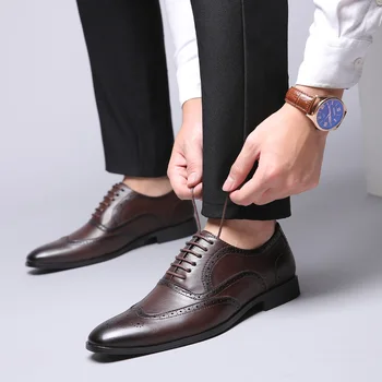 Čevlji Moški Obleko Čevlje zdrsne na Loafers Pravega Usnja brogue svate Priložnostne Fomal Poslovni Moderni Čevlji moški velika velikost 48