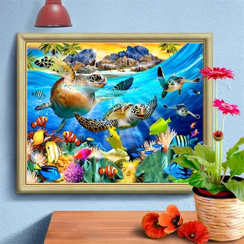 HUACAN DIY Diamond Slikarstvo 5D Morska Želva Diamond Vezenje Navzkrižno Šiv Živali Prodaje Doma Dekoracijo