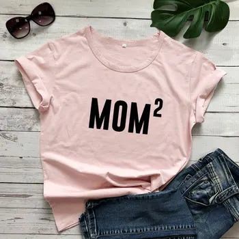 Mama 2 Bombaža T-shirt Smešno materinski Dan Darilo Tshirt Obleke Lepe Ženske Grafični Baby Tuš Tee Rokavi Top Femme Dropshipping