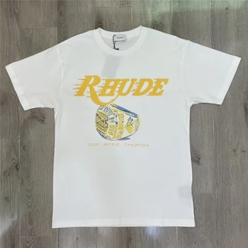 2021ss Los Angeles omejeno RHUDE majica s kratkimi rokavi Moški Ženske 1:1 Visoke Kakovosti RHUDE T-shirt Vrhovi Tee Kratek Rokav harajuku