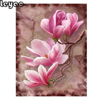 Diamond slikarstvo roza Magnolija cvetje,polno kvadratni krog diamond vezenje celoten zaslon mozaik navzkrižno vboda nastavite