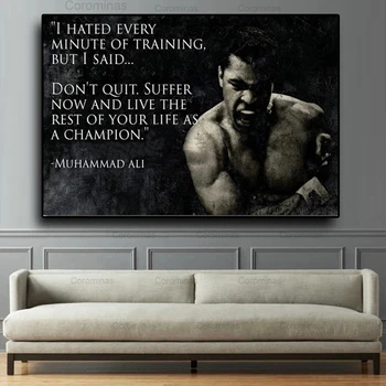 Plakat Muhammad Ali Motivacijske Ponudbo Wall Art Platno Slikarstvo Nordijska Inspirativno Šport Sliko za Dnevna Soba Dekoracijo
