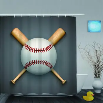 Tkanine iz poliestra Tuš Zavesa Nastavite z 12 Plastične Kljuke Dekorativni Kopel Zavese Vektor Temnem Ozadju Baseball