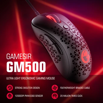 GameSir GM500 Gaming Miška, Super Lahek Žično Igra z Miško 12000 DPI, Votlih-vklesan Design
