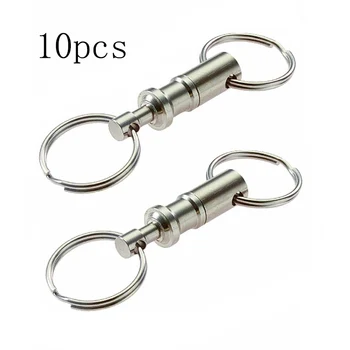 Moda Dvojno Snemljiv Key Ring Snap Lock Nosilec Jekla Kromiran Pull-Apart KeyRing Hitro Sprostitev Keychain