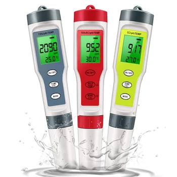 4 v 1 PH ES TDS Temperature Merilnik Digitalni Tester Kakovost Vode Strokovne PH Monitor za Bazen Akvarijih Pitne Vode