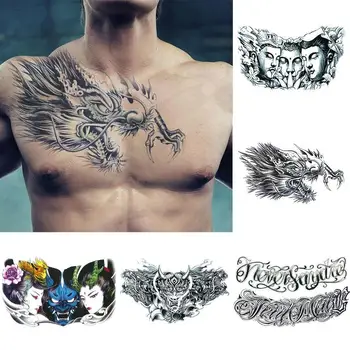 Začasne Tetovaže Za Moške Ramenski Tetovaže Velike Prsi Seksi Telo Tattoo Nalepke Nepremočljiva Tattoo Ponaredek Fantje Sestavljajo Vzorec