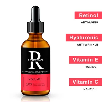 ENVISHA 2.5% Retinol Serum Proti gubam za Obraz Bistvo Vitamin E Hialuronska Kislina Pomlajevalno Serum Zmanjšuje Fine Linije za Nego Kože
