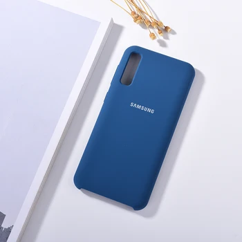 Samsung galaxy A30 A20 A50 M60 primeru original silky soft-touch silikona primeru konča nazaj zaščitni pokrov strani gumbov z logotipom