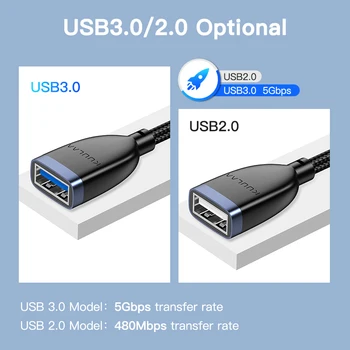 KUULAA USB Podaljšek USB 3.0 2.0 Kabel, Moški-Ženska Sinhronizacijo Podatkov USB Podaljšek Kabel za Računalnik, Tiskalnik Pametnih PS4 SSD