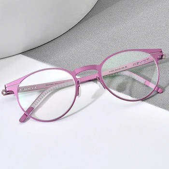 FONEX Zlitine Očala Okvir Moških Ultralahkih Ženske Okrogle Očala Retro Optični Okvir Recept korejski Brezvijačno Očala F1023