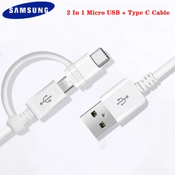 2v1 Kabel Originalni Samsung Micro USB/Tip-C Kabel USB C Hitro Polnjenje Podatkov Žice Za Galaxy S10 S20 S8 S9 Plus S7 S6 Rob A9 A10